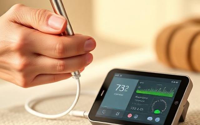 Mikro-Nährstoff-Analyse - Bioresonanzgerät mit Hand welche das Messgerät hält